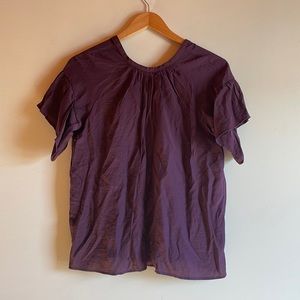 NWT Loft Purple Flutter Sleeve Short Sleeve Top
